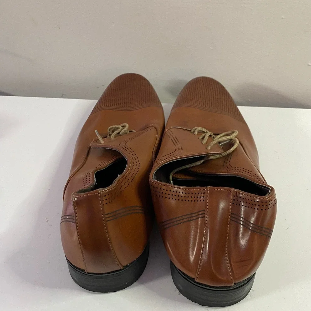 Kenneth Cole Reaction Dress Shoes Mens 12 Brown Perforated Cap‎ Toe Oxford